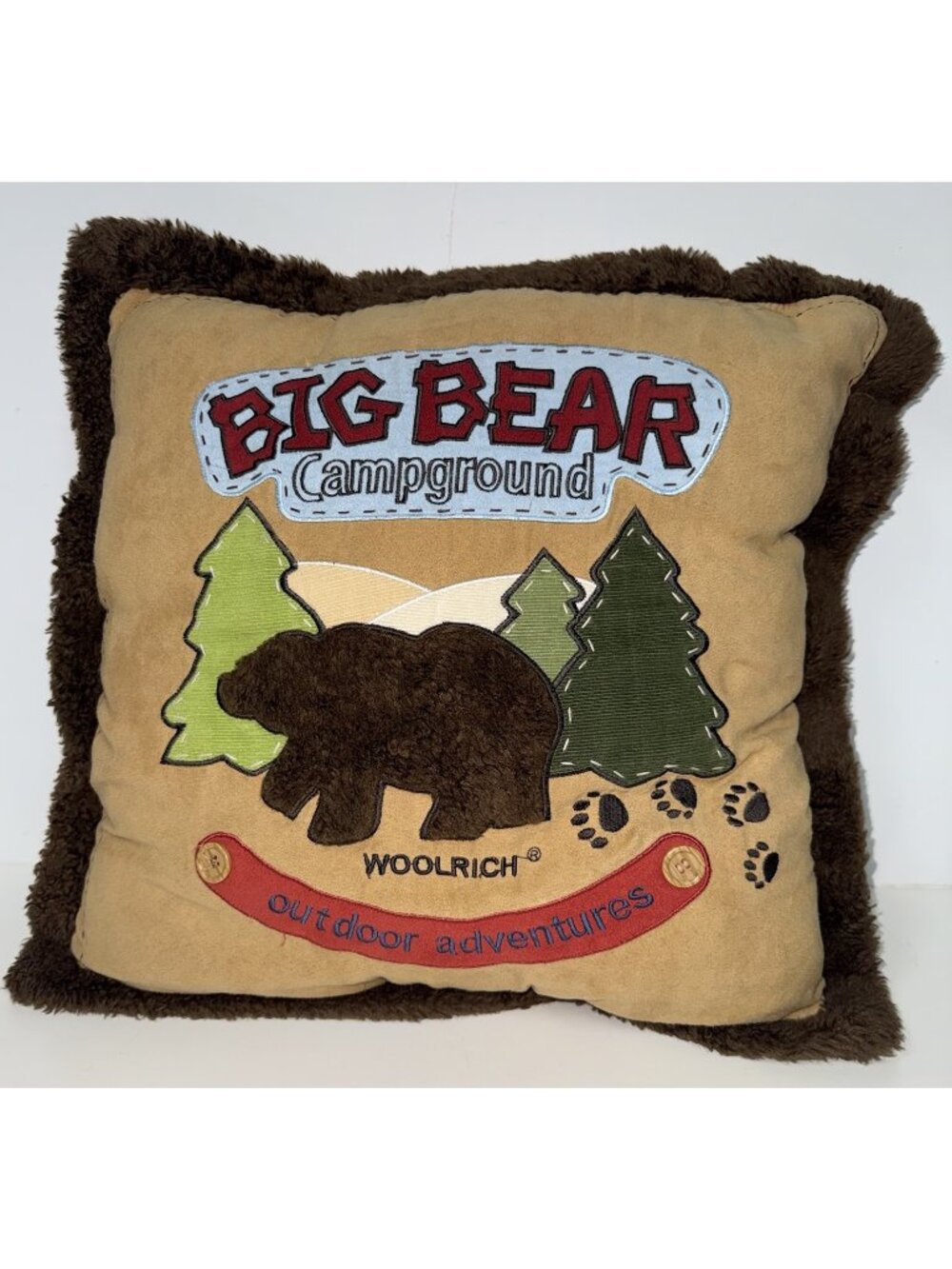 Woolrich Big Bear Campground Throw Pillow Outdoor Adventures Rustic Cabin Decor